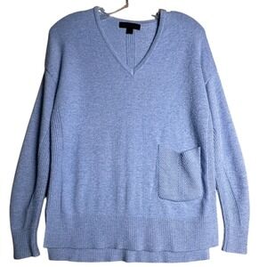 Renuar Light Blue V Neck Sweater With Pocket Size XS Casual Apres Ski Cabincore